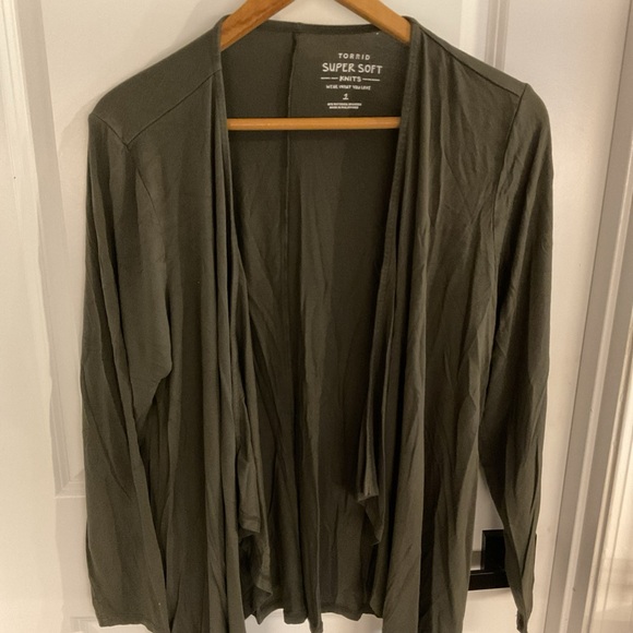torrid Sweaters - Torrid - Super Soft Open Front Knit Cardigan Sweater - Green - Ladies Size 1
